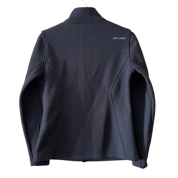 Spyder Active Sports Frontier Blue Ribbed Knit Basic Jacket Sportcore - Picture 4 of 12